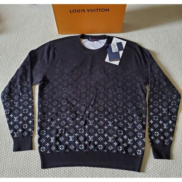 NWT Authentic Louis Vuitton Monogram Degrade Crew neck Sweater BLACK XL, 1A8A1R - Picture 1 of 8